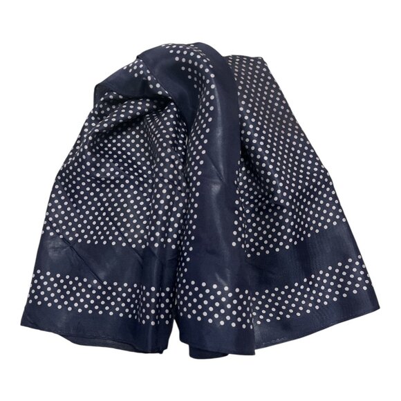 Vintage Glentex Navy Blue Polka Dot Scarf – 100% Acetate – Made in Japan - READ - Picture 3 of 3